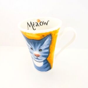 2002  Companions Fine Bone China  Roy Kirkham Cat Coffee Mug Orange Blue…